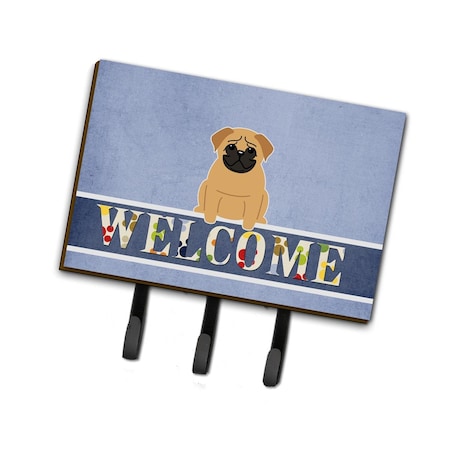 Carolines Treasures Pug Brown Welcome Leash or Key Holder BB5588TH68